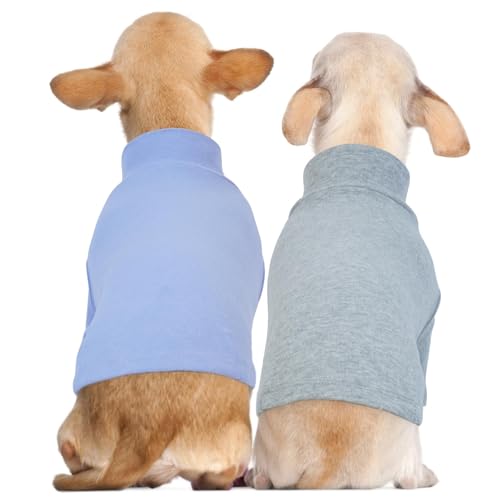 Hunde-T-Shirt, 2er-Pack für kleine und mittelgroße Hunde, weiche Baumwolle, atmungsaktiv und bequem, maschinenwaschbar, stilvolle Designs für den täglichen Gebrauch von LETSQK