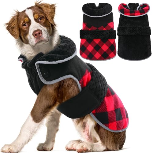 LETSQK Hunde-Wintermantel, winddichte Hundeweste, gemütlich, warme Hundekleidung, Haustierbekleidung für mittelgroße Hunde, Rot, Größe 3XL von LETSQK