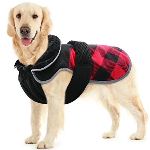 LETSQK Hunde-Wintermantel, winddichte Hundeweste, gemütliche Hundejacke, kaltes Wetter, Hundemäntel für mittelgroße und große Hunde, warme Hundekleidung für Beagle, Shiba Inu, Rot, Größe L von LETSQK