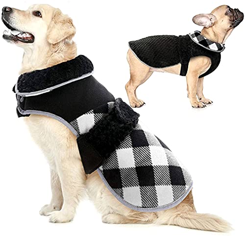 LETSQK Hunde-Wintermantel, winddichte Hundeweste, gemütliche Hundejacke, kaltes Wetter, Hundemäntel für mittelgroße und große Hunde, warme Hundekleidung für Beagle, Shiba Inu, Weiß, Größe L von LETSQK