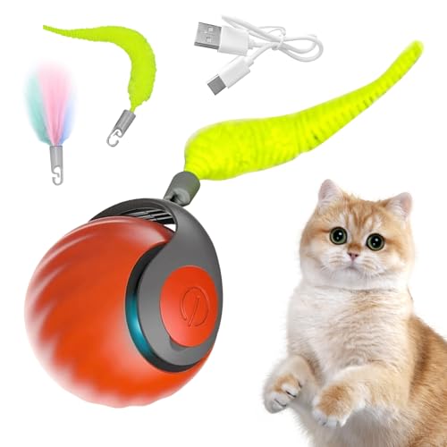 LETTERASHQP Hundespielzeug Ball Interaktives Hundespielzeug Katzenball Elektrisch Interaktiver Ball für Hunde Smart Automatisch Rollender Balls mit Schwanz für Katzen Hunde (02) von LETTERASHQP