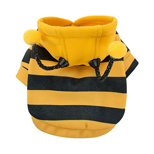 Dog Honey bee Hoodies Costume Stretchable Dog Clothes Hooded Striped T Shirts with Hat Bee Sweater Hoodies for Small Medium and Large Pets Yellow XL (Color : Yellow, Size : L) von LEUYA