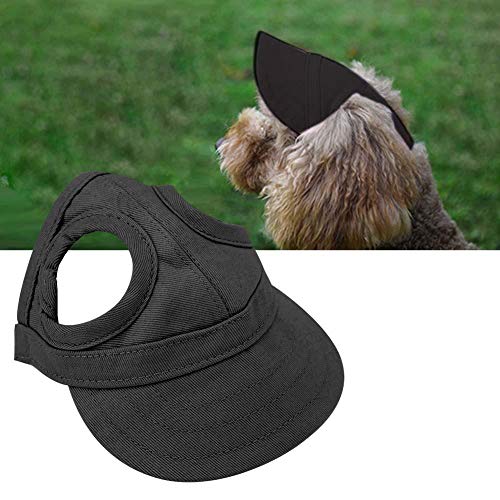 Haustier-Baseballmütze for den Außenbereich, Katze, Hund, Sport, Verstellbarer Streifen, Haustier-Sommer-Reisehut, modische Haustier-Sonnenhaube mit Ohrlöchern (S Schwarz) von LEUYA