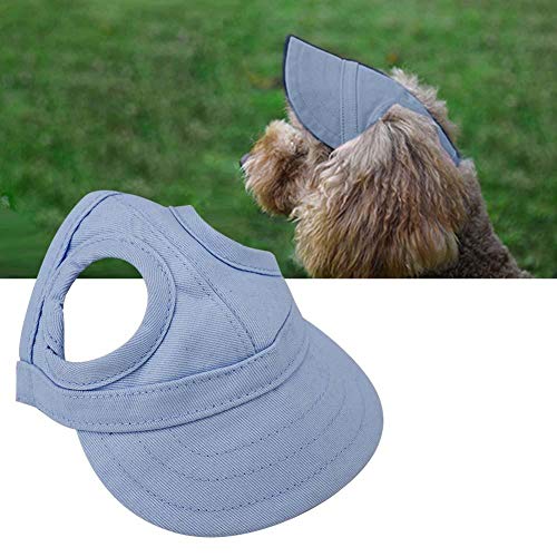 Pet Baseball Hat Outdoor Cat Dog Sports Adjustable Stripe Pet Summer Travel Hat Fashionable Pet Sunbonnet with Ear Holes(L Blue) von LEUYA