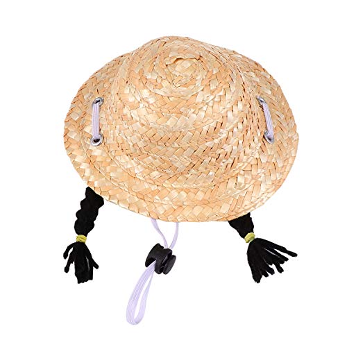 Pet Straw Hat Pet Cat Wig Straw Hat Adorable Wig Lovely Sunhats for Pet Pet Supply (Size : M) von LEUYA