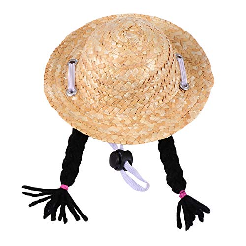 Pet Straw Hat Pet Cat Wig Straw Hat Adorable Wig Lovely Sunhats for Pet Pet Supply (Size : S) von LEUYA