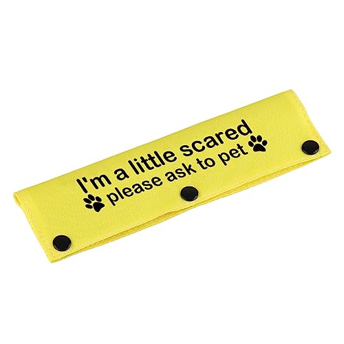 Funny Dog Leash Sleeve I'm a little scared please ask to pet Leash Wrap Alert Hanging ID Patch Tag Pet Birthday Gift (Little Scared-YE Sleeve) von LEVLO