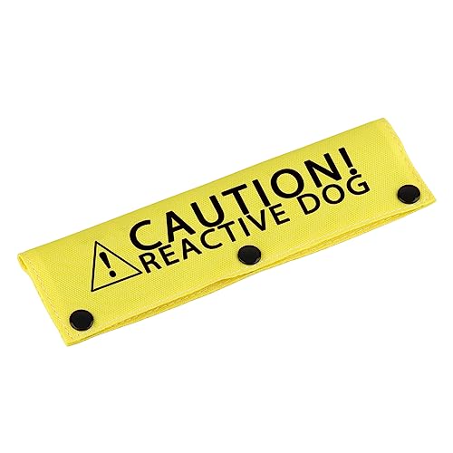 LEVLO Funny Dog Leash Sleeve Caution! Reactive Dog - Cat, Dog, Medium, Large - 70cm x 35cm - Polyester - Swivel Clip - Caution! Reactive Dog-YE Sleeve von LEVLO