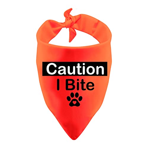 Lustiges Hundehalstuch, Anxious Dog Bandana Caution I Bite Lätzchen Zubehör für Haustiere, Geburtstagsgeschenk, Hundehalstücher (Achtung I Bite) von LEVLO