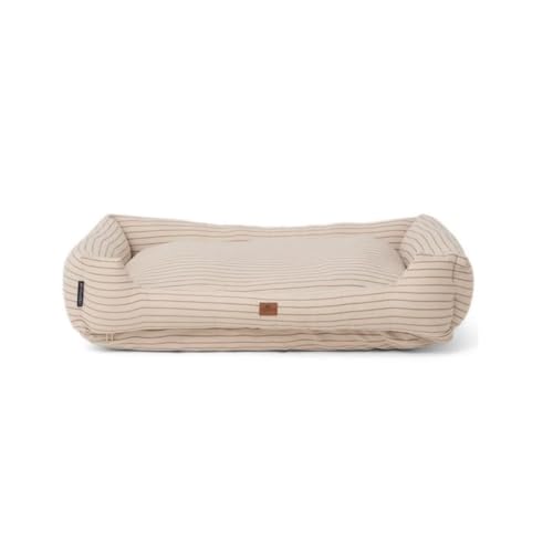 LEXINGTON Striped Recycled Cotton Dog Bed, Beige/Brown, 60x45 von LEXINGTON