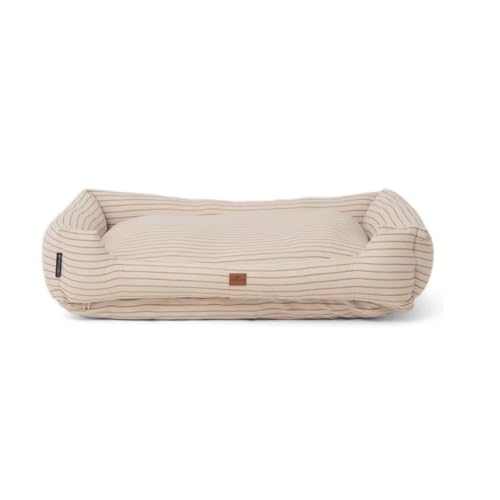 LEXINGTON Striped Recycled Cotton Dog Bed, Beige/Brown, 80x60 von LEXINGTON