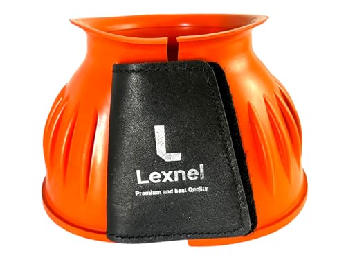 Lexnel Gummi-Pferdeglocken – langlebiger Übergreifschutz & sicherer Klettverschluss (L-Orange) von LEXNEL