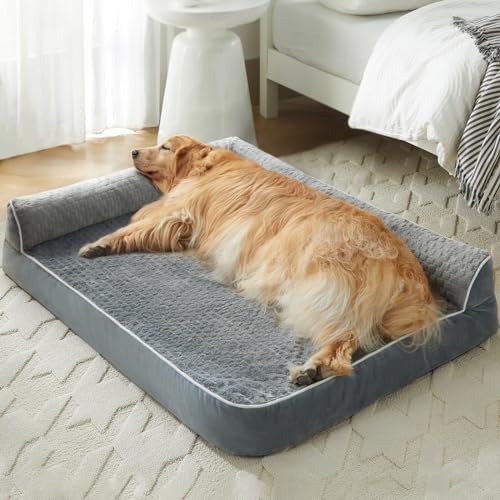 LEXTRO Orthopädische Hundebetten für große Hunde – Wasserdichtes Sofa Hundebett mit abnehmbarem waschbarem Bezug, großes Hundebett mit wasserdichtem Futter und rutschfester Unterseite, Hundebett für von LEXTRO