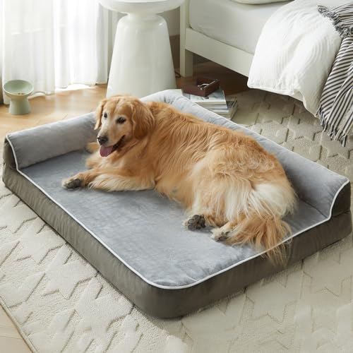 LEXTRO Orthopädische Hundebetten für große Hunde – Wasserdichtes Sofa Hundebett mit abnehmbarem waschbarem Bezug, großes Hundebett mit wasserdichtem Futter und rutschfester Unterseite, Hundebett für von LEXTRO