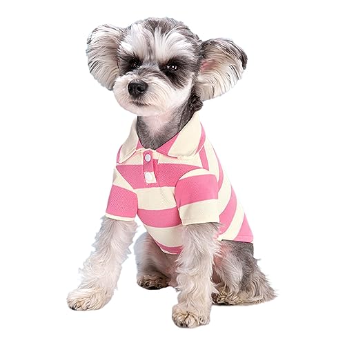 Hundebekleidung für kleine Haustiere, gestreiftes T-Shirt, Bichon-Hund, kurzärmelig, 2-Bein-Poloshirt, Welpen-Kleidung, Outfits von LEYILE