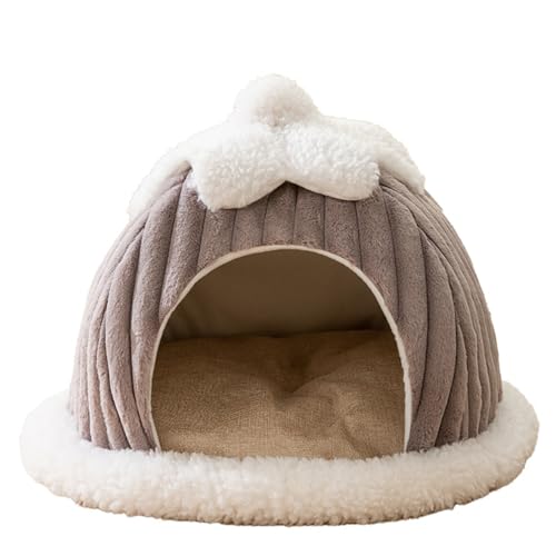 LEYILE Schlafen warm im Winter Katzenbett Indoor Plüsch Zelt Kleine Hundehütte Winddicht Welpennest mit Kürbis Design von LEYILE