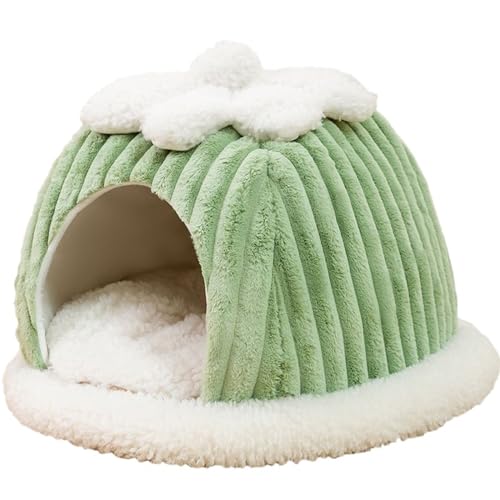 LEYILE Schlafen warm im Winter Katzenbett Indoor Plüsch Zelt Kleine Hundehütte Winddicht Welpennest mit Kürbis Design von LEYILE