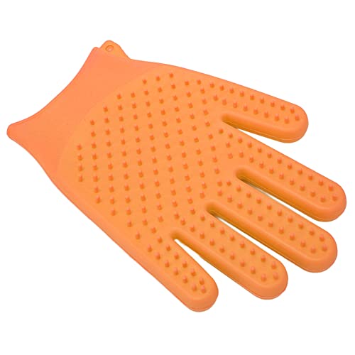 LEYT Haustierpflege-Handschuhbürste, Katzenbürstenhandschuhe Zweizweck-Silikon-Haustierhaushalt für Hunde (Orange) von LEYT