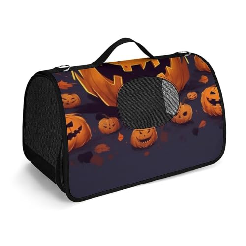 Hundetragetasche, weiche Seiten, Katzentragetasche, tragbare Haustier-Reisetasche, Halloween, Kürbis, bedruckte Haustiertasche, faltbare Hundehandtasche für Outdoor, Reisen, Camping von LFDSPYJE