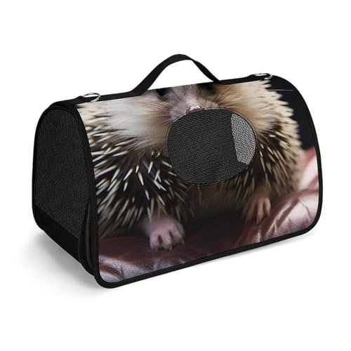 Hundetragetasche, weiche Seiten, Katzentragetasche, tragbare Haustier-Reisetasche, Krone mit Igel-Druck, Haustiertasche, faltbare Hundehandtasche für Outdoor, Reisen, Camping von LFDSPYJE