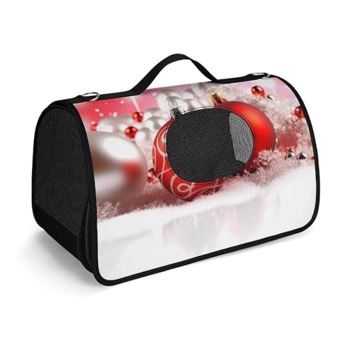 Hundetragetasche, weiche Seiten, Katzentragetasche, tragbare Haustier-Reisetasche, Weihnachtsdekoration, Hintergrund, bedruckte Haustiertasche, faltbare Hundehandtasche für Outdoor, Reisen, Camping von LFDSPYJE