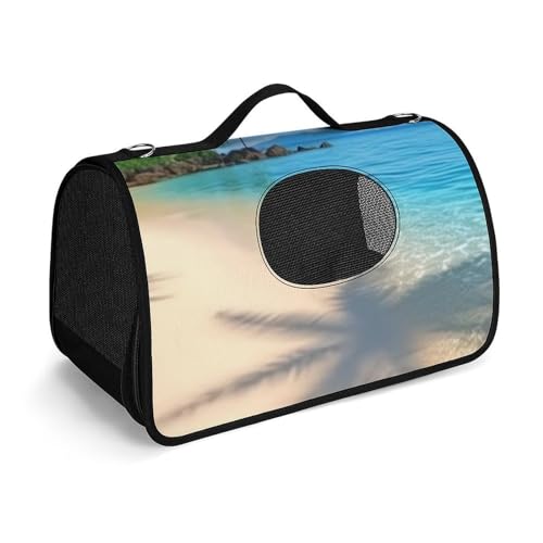 Hundetragetasche, weiche Seiten, Katzentragetasche, tragbare Haustier-Reisetasche, hawaiianischer Strand mit Palmen, bedruckte Haustiertasche, faltbare Hundehandtasche für Outdoor, Reisen, Camping von LFDSPYJE