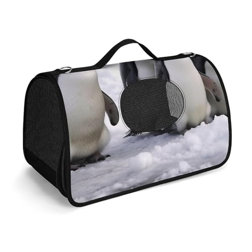 Hundetragetasche, weiche Seiten, Katzentragetasche, tragbare Haustier-Reisetasche, junge Pinguine mit Schnee, bedruckte Haustiertasche, faltbare Hundehandtasche für Outdoor, Reisen, Camping von LFDSPYJE