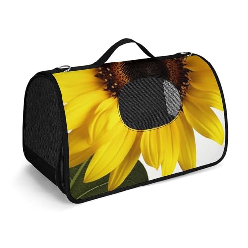 Hundetragetasche mit weichen Seiten, tragbare Haustier-Reisetasche, Blume, Sonnenblume, bedruckt, Haustiertasche, faltbare Hundehandtasche für Outdoor, Reisen, Camping von LFDSPYJE