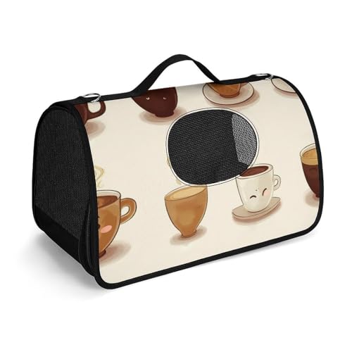 Hundetragetasche mit weichen Seiten, tragbare Haustier-Reisetasche, Kaffeesammlung, bedruckte Haustiertasche, faltbare Hundehandtasche für Outdoor, Reisen, Camping von LFDSPYJE