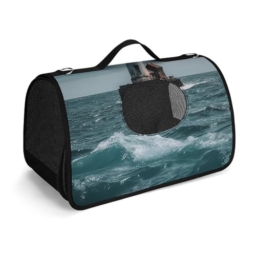 Hundetragetasche mit weichen Seiten, tragbare Haustier-Reisetasche, Leuchtturm, bedruckte Haustiertasche, faltbare Hundehandtasche für Outdoor, Reisen, Camping von LFDSPYJE