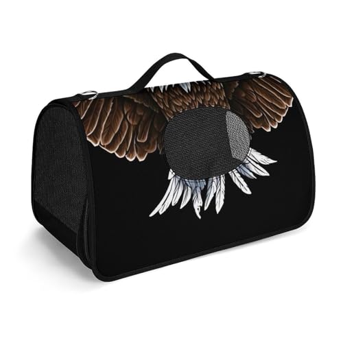 Hundetragetasche mit weichen Seiten, tragbare Haustier-Reisetasche, USA-Flagge, Patriotischer Adler, bedruckte Haustiertasche, faltbare Hundehandtasche für Outdoor, Reisen, Camping von LFDSPYJE