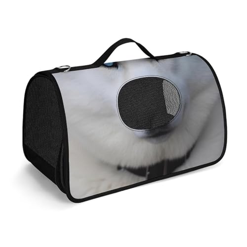 Hundetragetasche mit weichen Seiten, tragbare Haustier-Reisetasche, blauäugig, weiß, Husky, bedruckt, Haustiertasche, faltbare Hundehandtasche für Outdoor, Reisen, Camping von LFDSPYJE