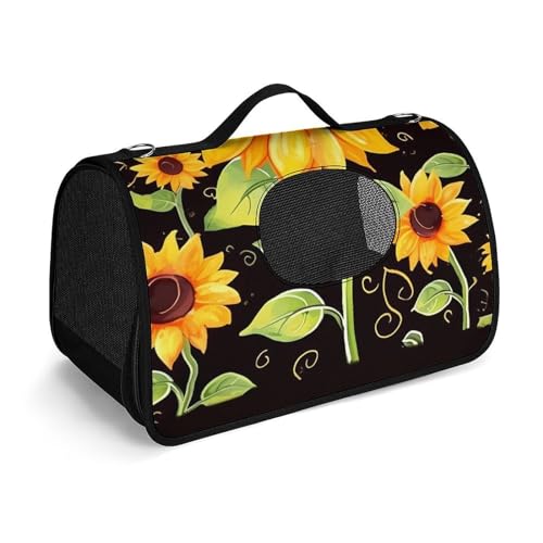 Hundetragetasche mit weichen Seiten, tragbare Haustier-Reisetasche, niedlicher Sonnenblumen-Druck, Haustiertasche, faltbare Hundehandtasche für Outdoor, Reisen, Camping von LFDSPYJE