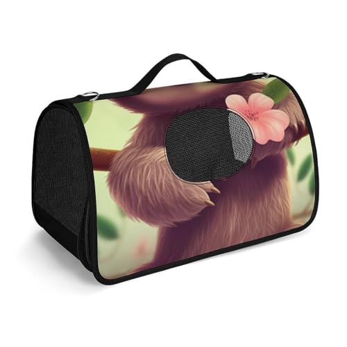 Hundetragetasche mit weichen Seiten, tragbare Haustier-Reisetasche, niedliches Faultier, bedruckte Haustiertasche, faltbare Hundehandtasche für Outdoor, Reisen, Camping von LFDSPYJE