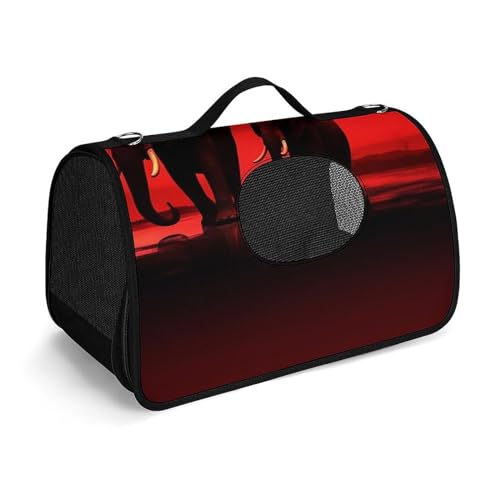 Hundetragetasche mit weichen Seiten, tragbare Haustier-Reisetasche, rot, Vollmond-Elefanten, bedruckte Haustiertasche, faltbare Hundehandtasche für Outdoor, Reisen, Camping von LFDSPYJE