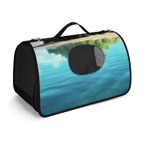 Hundetragetasche mit weichen Seiten, tragbare Haustier-Reisetasche, schöne Insel im Meer, bedruckte Haustiertasche, faltbare Hundehandtasche für Outdoor, Reisen, Camping von LFDSPYJE