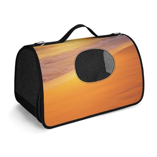 Hundetragetasche mit weichen Seiten, tragbare Haustier-Reisetasche, tropischer Strand, Sonnenuntergang, bedruckte Haustiertasche, faltbare Hundehandtasche für Outdoor, Reisen, Camping von LFDSPYJE