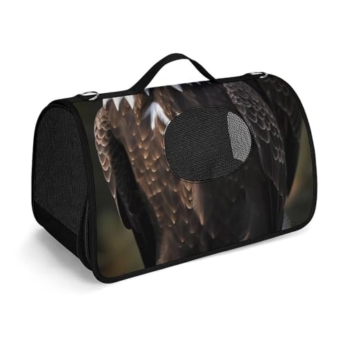 Hundetragetasche mit weichen Seiten, tragbare Haustier-Reisetasche, weißer Kopf, Adler, bedruckte Haustiertasche, faltbare Hundehandtasche für Outdoor, Reisen, Camping von LFDSPYJE