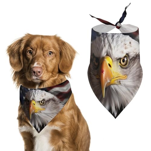 Halstuch für Hunde und Hunde, Motiv: Amerika-Flagge und Adler, waschbar, bedruckt, Dreieckstuch für Hunde oder Katzen von LFDSYEOQ