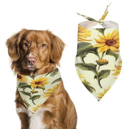 Halstücher für Hunde und Hunde, Motiv: Sommer-Sonnenblume, waschbar, bedruckt, Dreieckstuch für Hunde oder Katzen von LFDSYEOQ