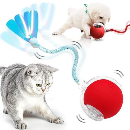 LGGbaodan Interaktiver Katzenspielzeug-Ball, automatisch beweglicher Katzenspielzeug, elektrischer Hundeball, interaktiver Rollball für Hunde und Katzen im Innenbereich, intelligenter automatischer von LGGbaodan