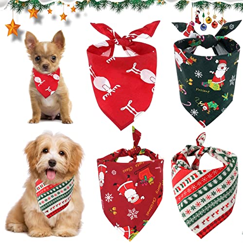 Haustier Bandanas, 4 Stücke Weihnachten Haustier Halstuch, Dreieck Hund Schal, Einstellbar Haustier Bandana, Haustier Kopftuch Set, für Katze Hund Weihnachten Dekoration Zubehör von LGZIN