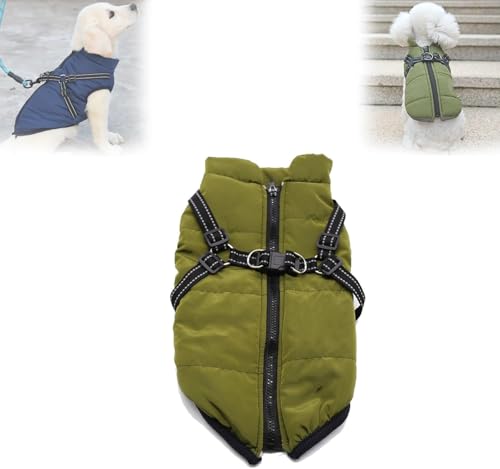 LHQLS Hundewintermantel, wasserdicht, Winddicht, Hundeschneejacke mit Reißverschluss, warme Hundejacke, 3-in-1-Winterjacke, Hundejacke für kleine, mittelgroße und große Hunde von LHQLS