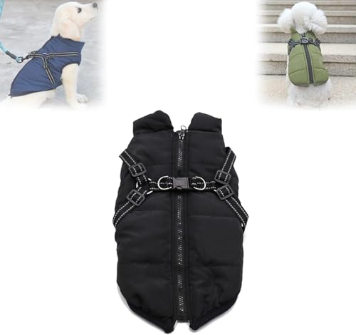 LHQLS Hundewintermantel, wasserdicht, Winddicht, Hundeschneejacke mit Reißverschluss, warme Hundejacke, 3-in-1-Winterjacke, Hundejacke für kleine, mittelgroße und große Hunde von LHQLS