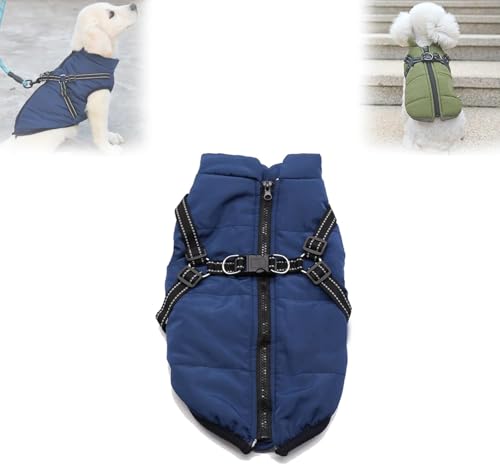 LHQLS Hundewintermantel, wasserdicht, Winddicht, Hundeschneejacke mit Reißverschluss, warme Hundejacke, 3-in-1-Winterjacke, Hundejacke für kleine, mittelgroße und große Hunde von LHQLS