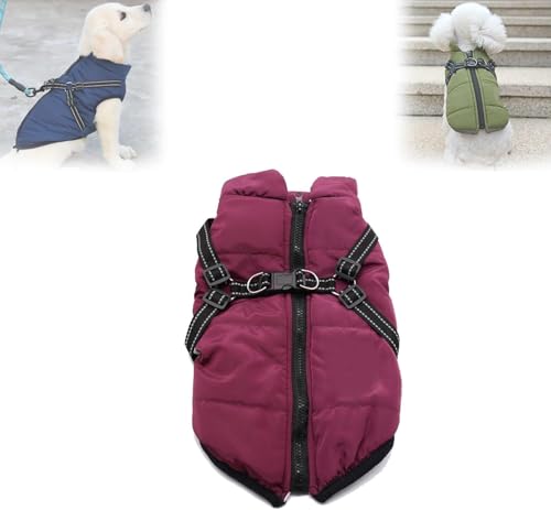 LHQLS Hundewintermantel, wasserdicht, Winddicht, Hundeschneejacke mit Reißverschluss, warme Hundejacke, 3-in-1-Winterjacke, Hundejacke für kleine, mittelgroße und große Hunde von LHQLS