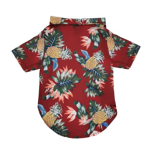 LHYZ PARK Hawaiian Beach Print Pet Dog Cat T-Shirts Cute for Small to Medium Dog Cats Cool Summer Vest Camp Shirt Clothes (L, RED) von LHYZ PARK