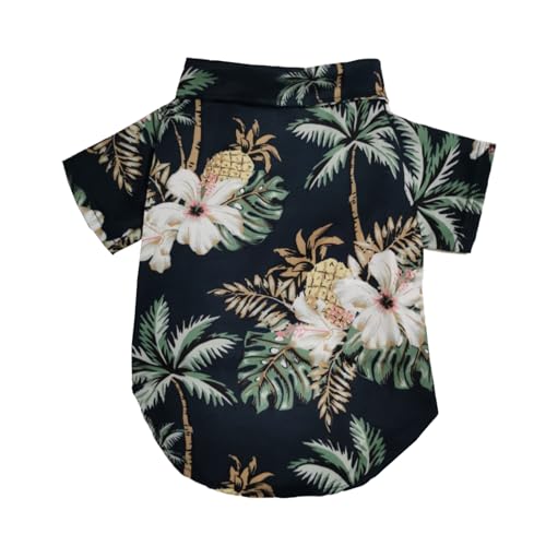 LHYZ PARK Hawaiian Beach Print Pet Dog Cat T-Shirts Cute for Small to Medium Dog Cats Cool Summer Vest Camp Shirt Clothes (M, Black) von LHYZ PARK