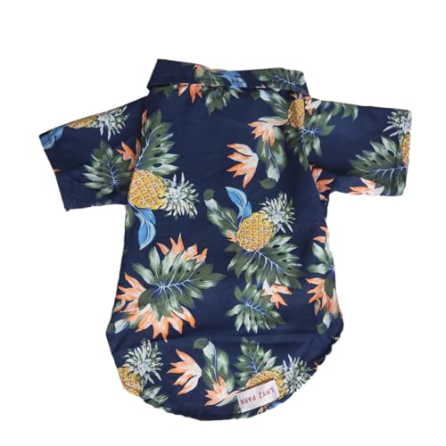 LHYZ PARK Hawaiian Beach Print Pet Dog Cat T-Shirts Cute for Small to Medium Dog Cats Cool Summer Vest Camp Shirt Clothes (M, Dark Blue) von LHYZ PARK