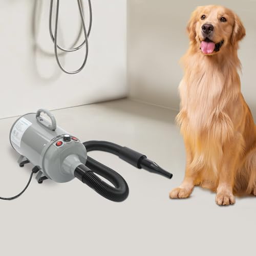 LIAIZE Tierhaartrockner, 2200W Hundefön Blower mit 4 Düsen, Haustier-Haartrockner Elektrischer Hundekatzen Pet Dryer Hundepflege Trockner Hundetrockner Gebläse (Schwarz+Grau) von LIAIZE